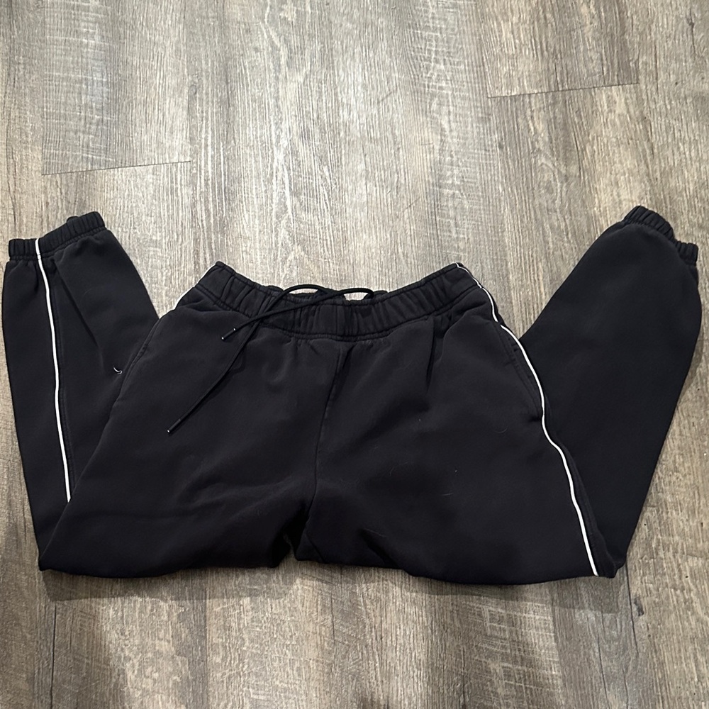 Athleta Black Joggers with White Accent